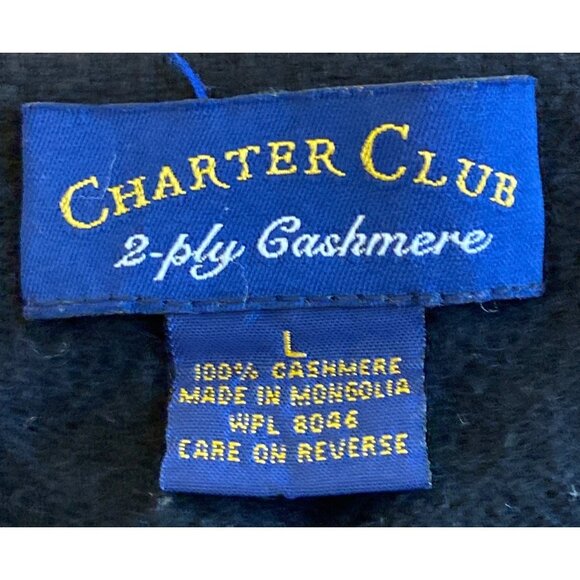 Charter Club Womens Black 2-Ply Cashmere Sweater V-Neck 3/4 Sleeve Size L Made I - Picture 4 of 5